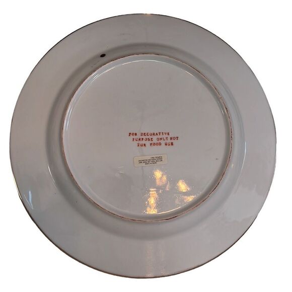 Decorative Plates Set of 2 Asian Style Floral Metallic Accent Oriental 10 3/8" - Picture 4 of 7